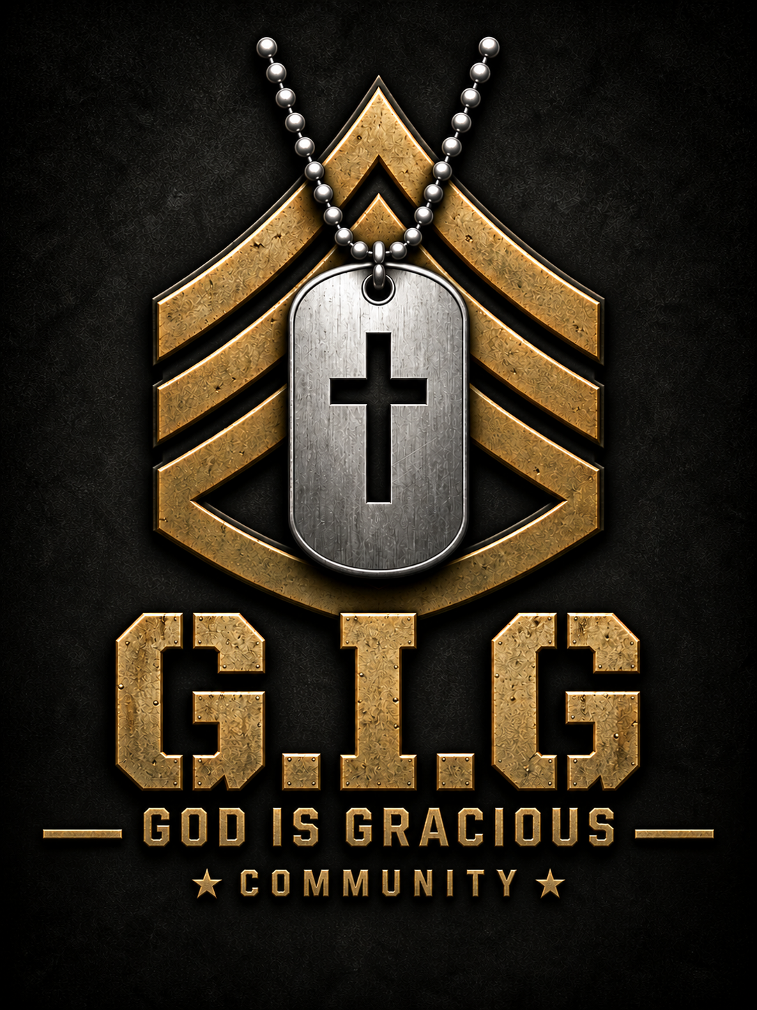 G.I.G Community chevrons and dog-tag emblem